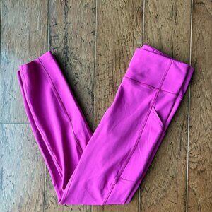 Lululemon Leggings. Size 4. Pink. With Side Pockets.
